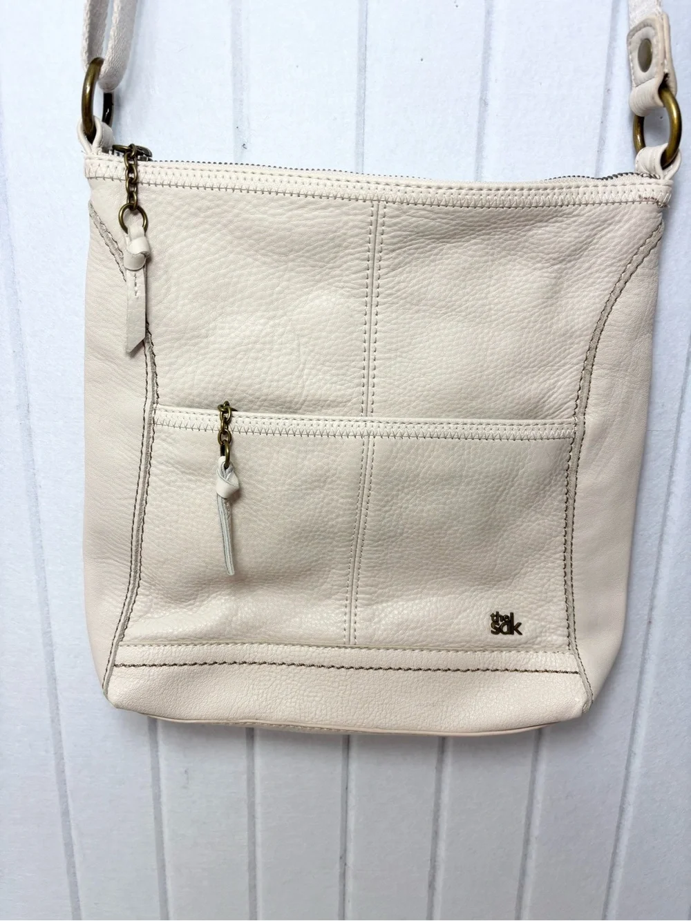 The Sak Cream Leather Crossbody Shoulder Bag